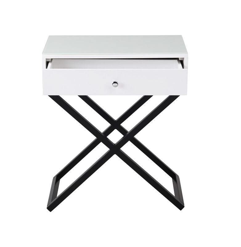 Koda - End Side Table Nightstand, Drawer And Cross Base