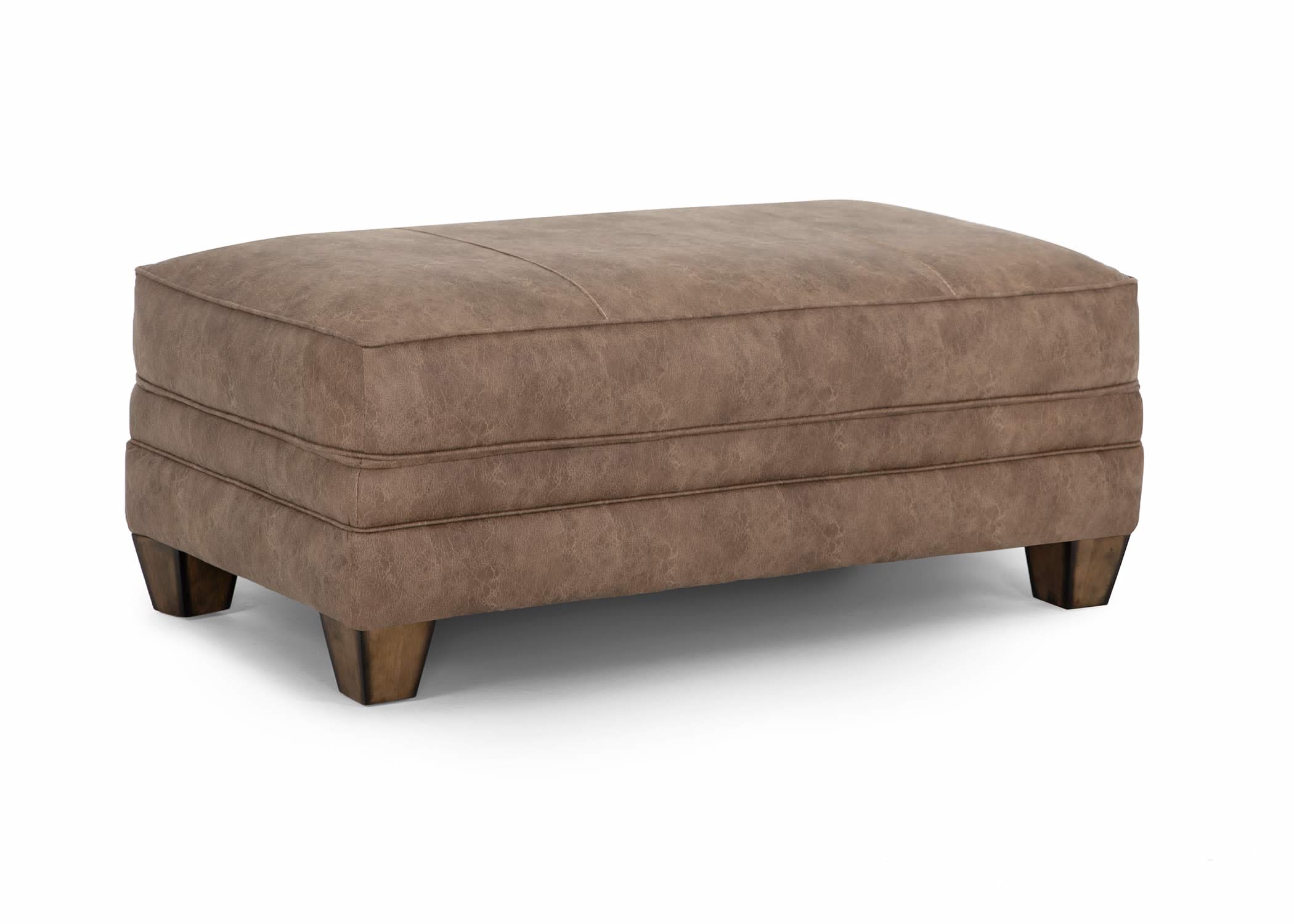 Monaco Rustic Fabric Ottoman with Wooden Legs