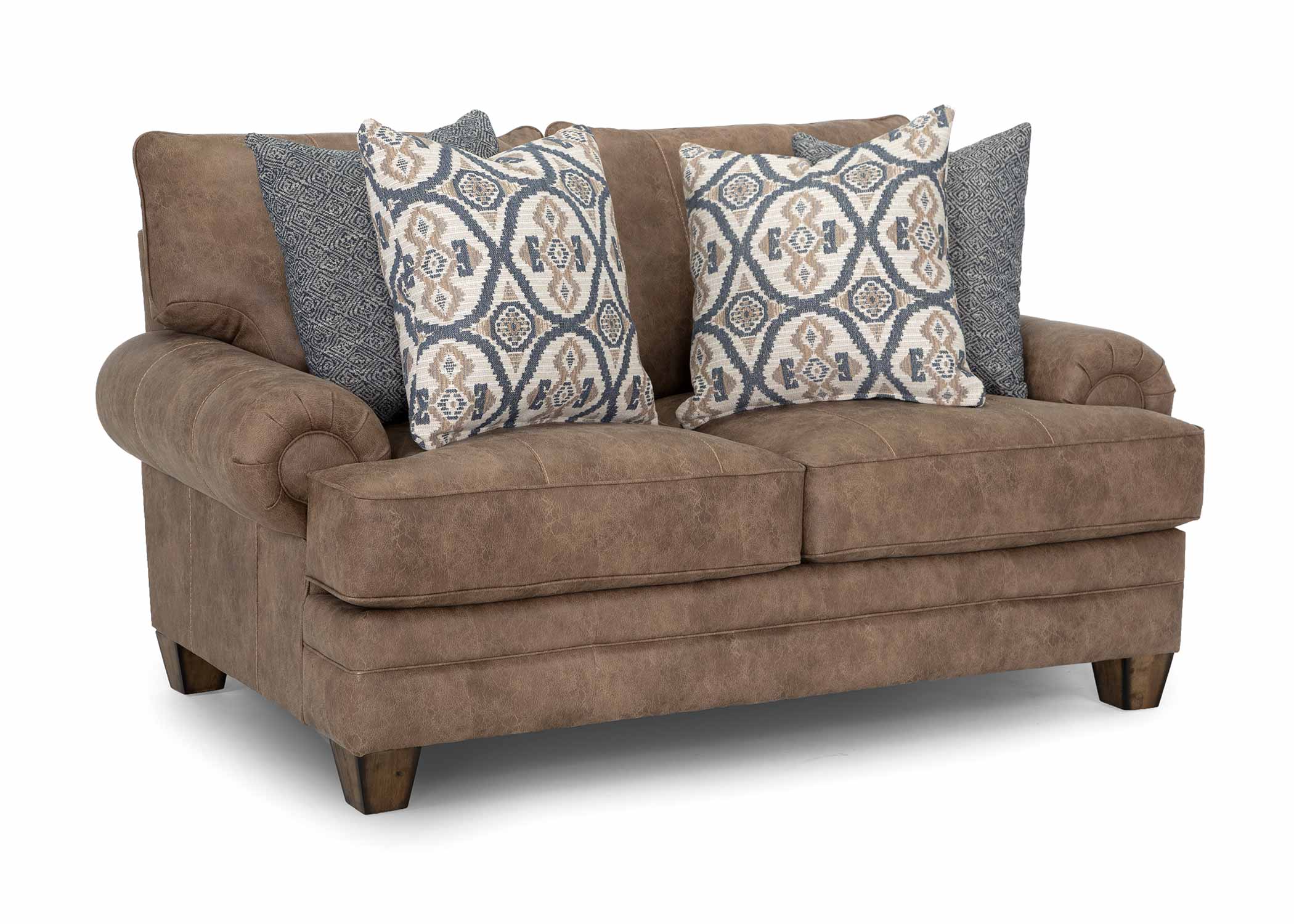 Kemp Hazelnut Sofa and Loveseat with Rolled Arms