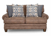Monaco Rustic Fabric Loveseat with Rolled Arms