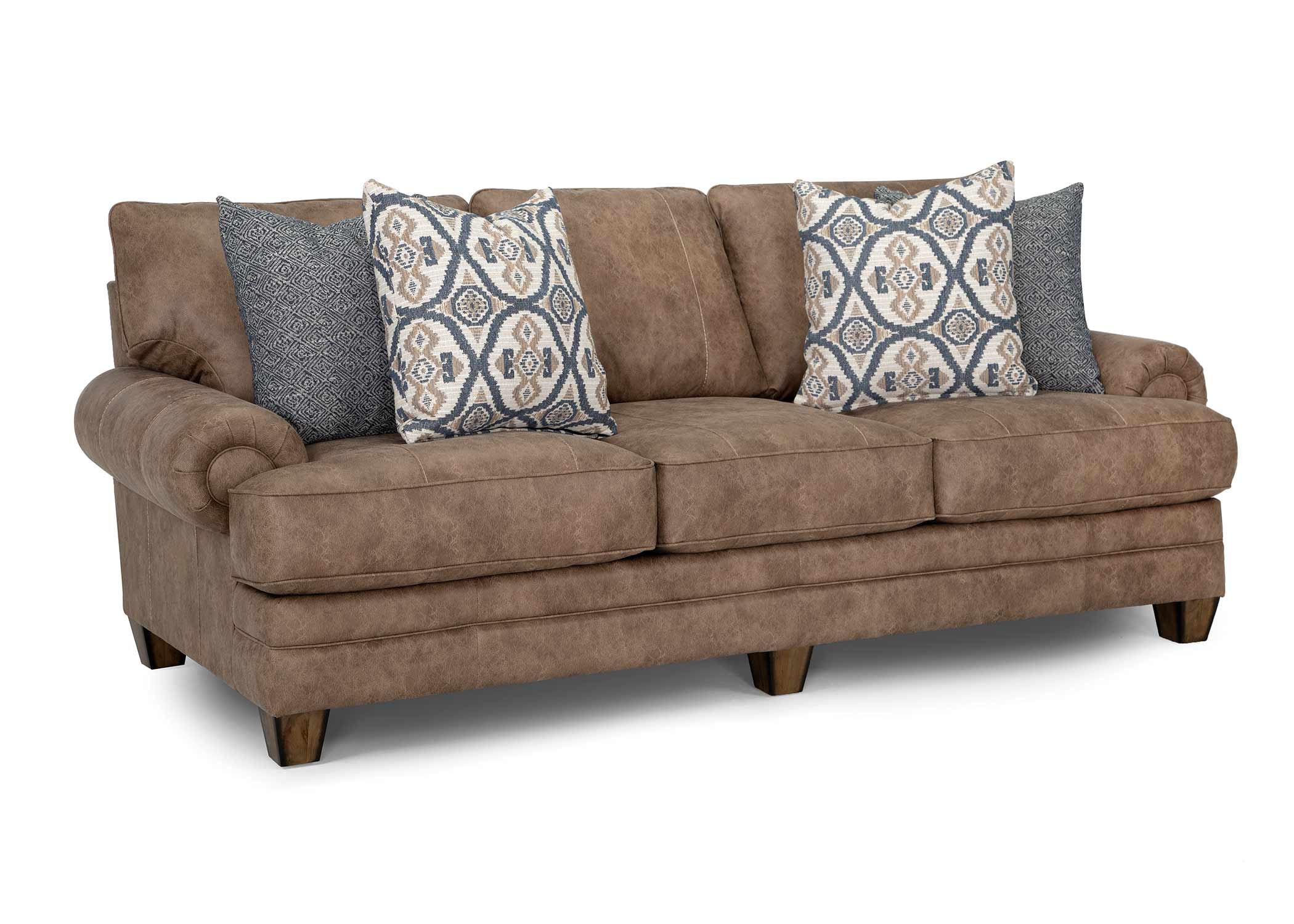 Kemp Hazelnut Sofa and Loveseat with Rolled Arms