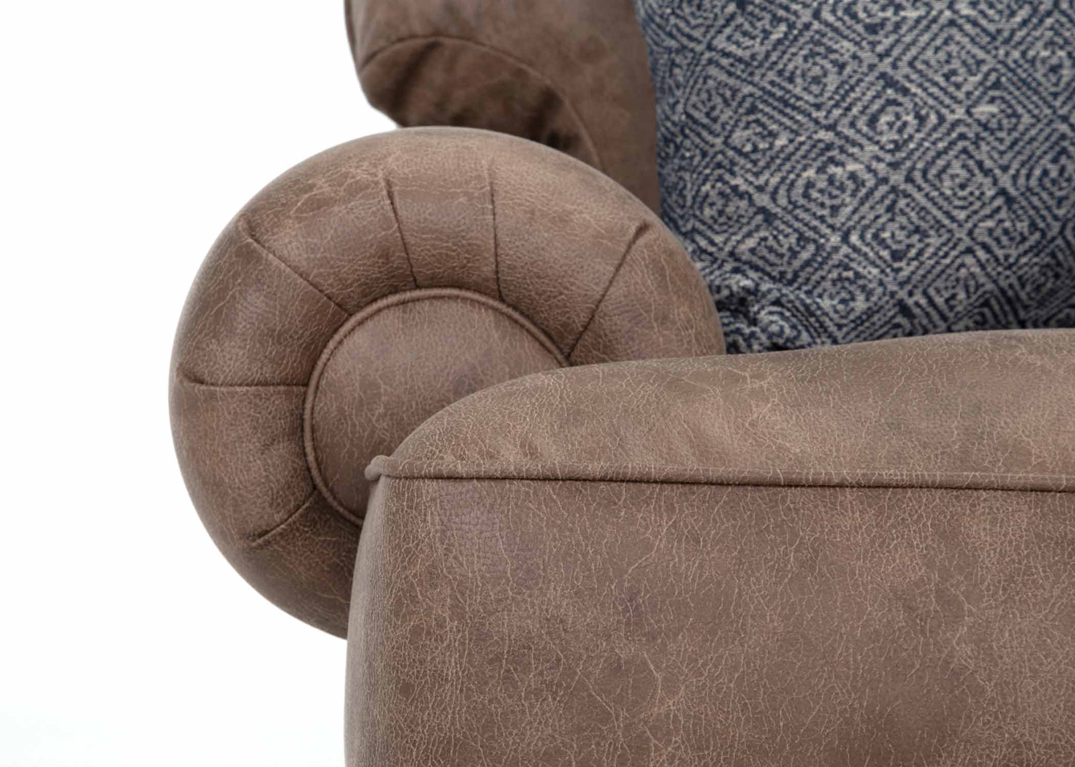 Monaco Rustic Fabric Loveseat with Rolled Arms