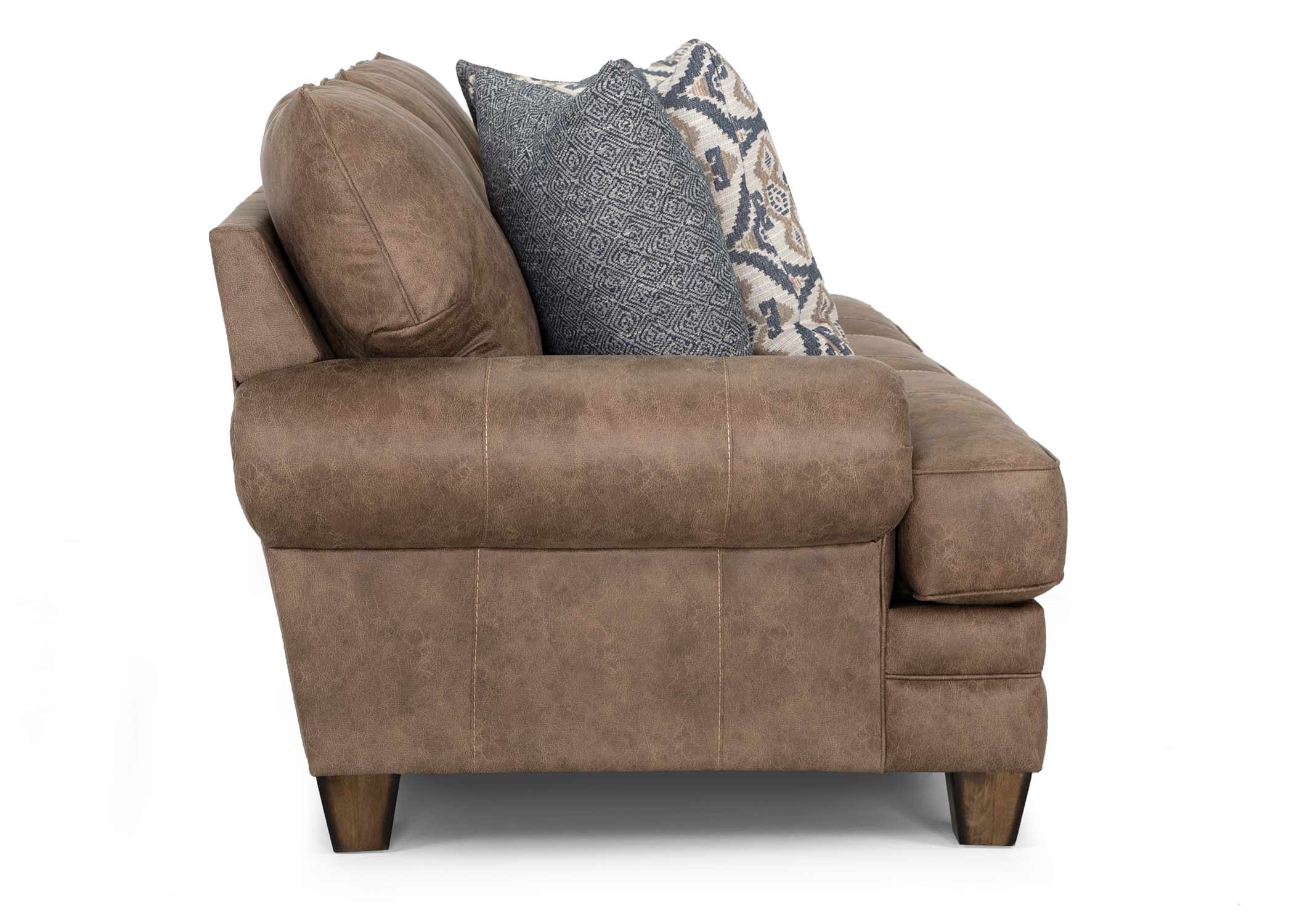 Monaco Rustic Fabric Loveseat with Rolled Arms