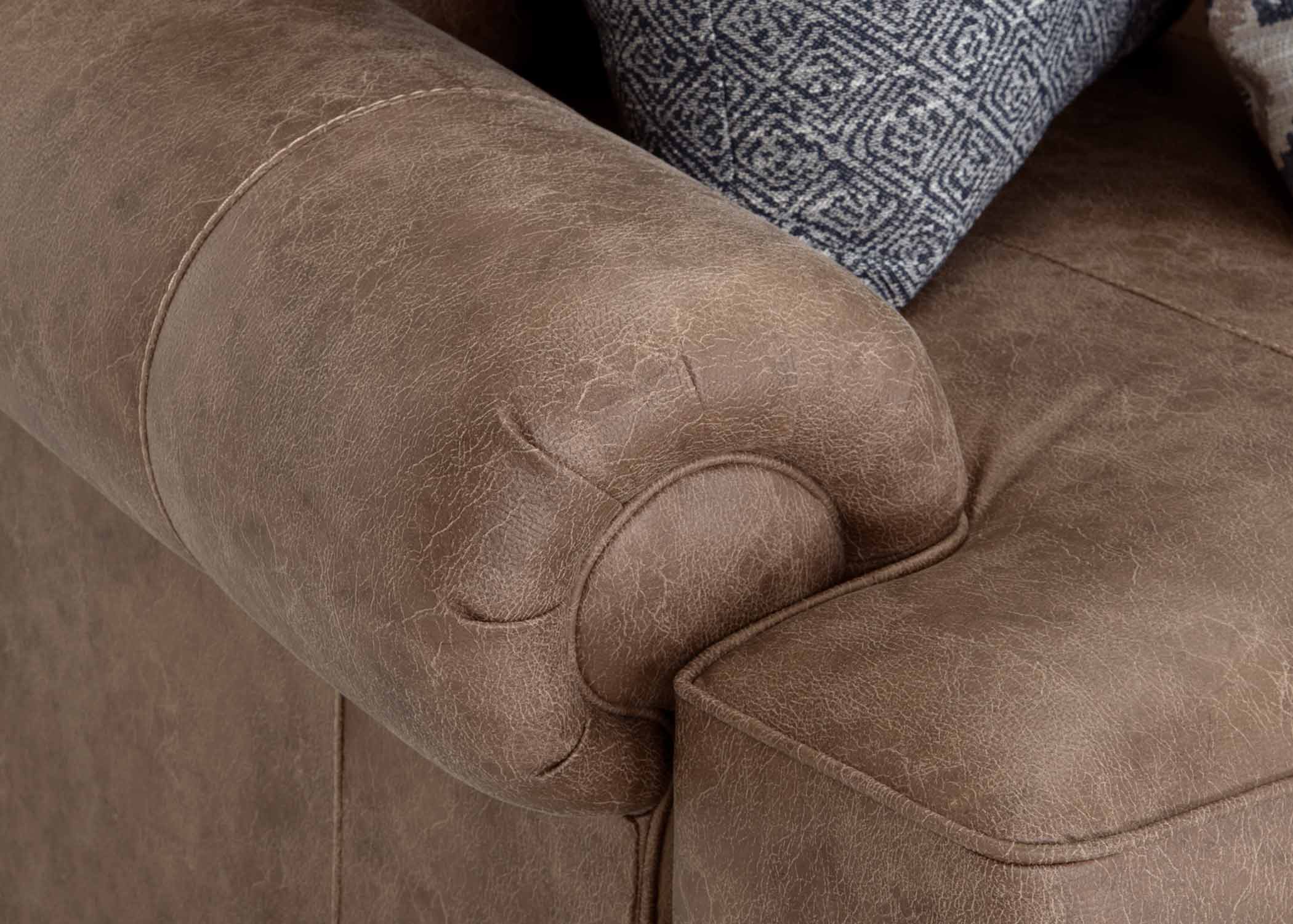 Monaco Rustic Fabric Loveseat with Rolled Arms