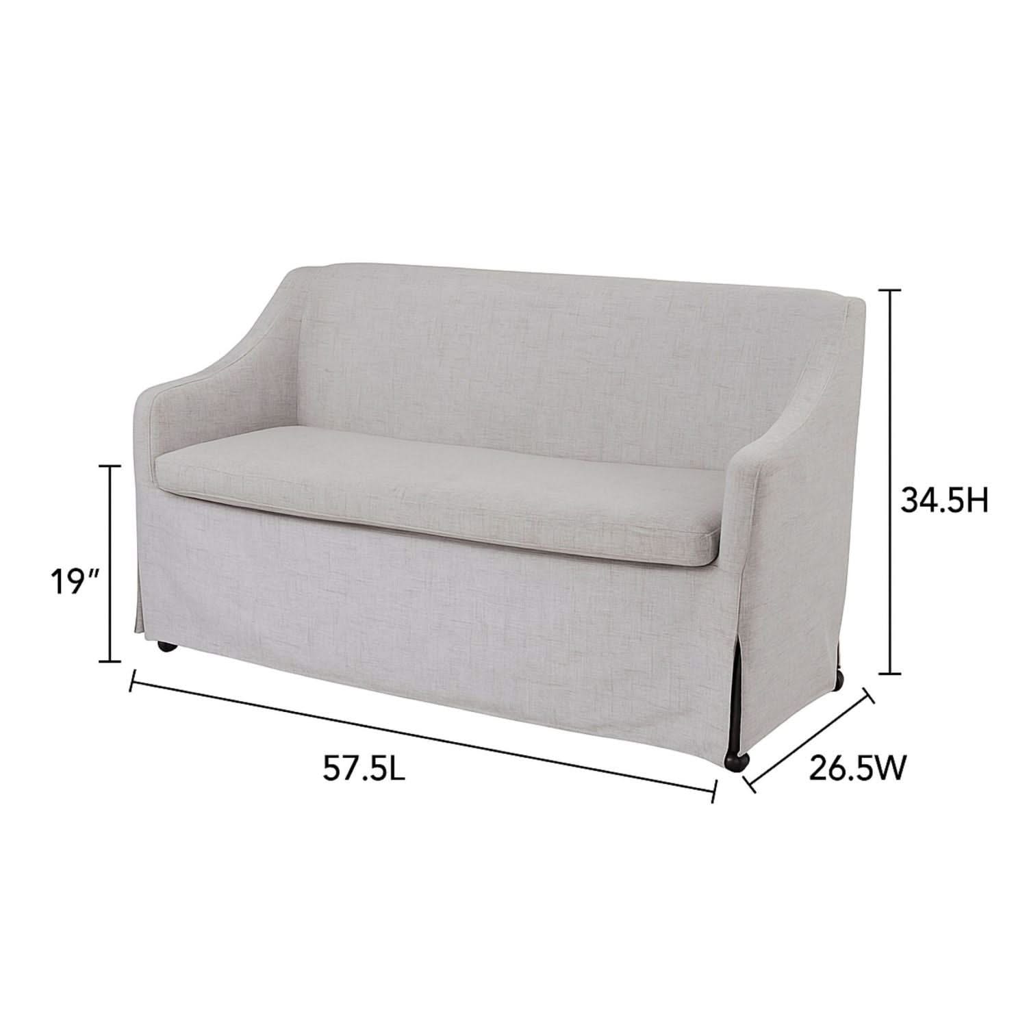 Slip Covered Settee With Casters - Beige