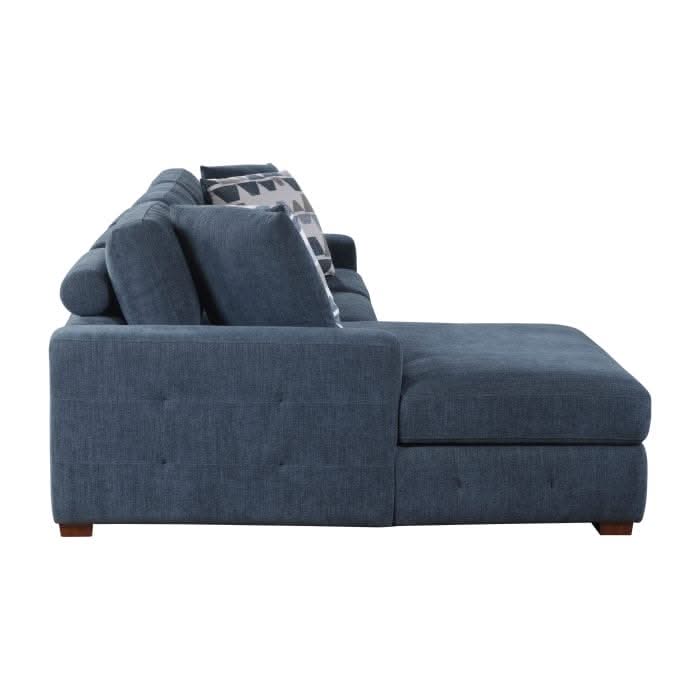 Evolution Blue Modern 2 PC Sectional with Pull-Out Bed,  Storage Chaise and Throw Accent pillows