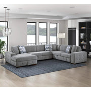 Evolution Gray Modern 4 PC Sectional with Pull-Out Bed, Storage Chaise and Throw Accent pillows
