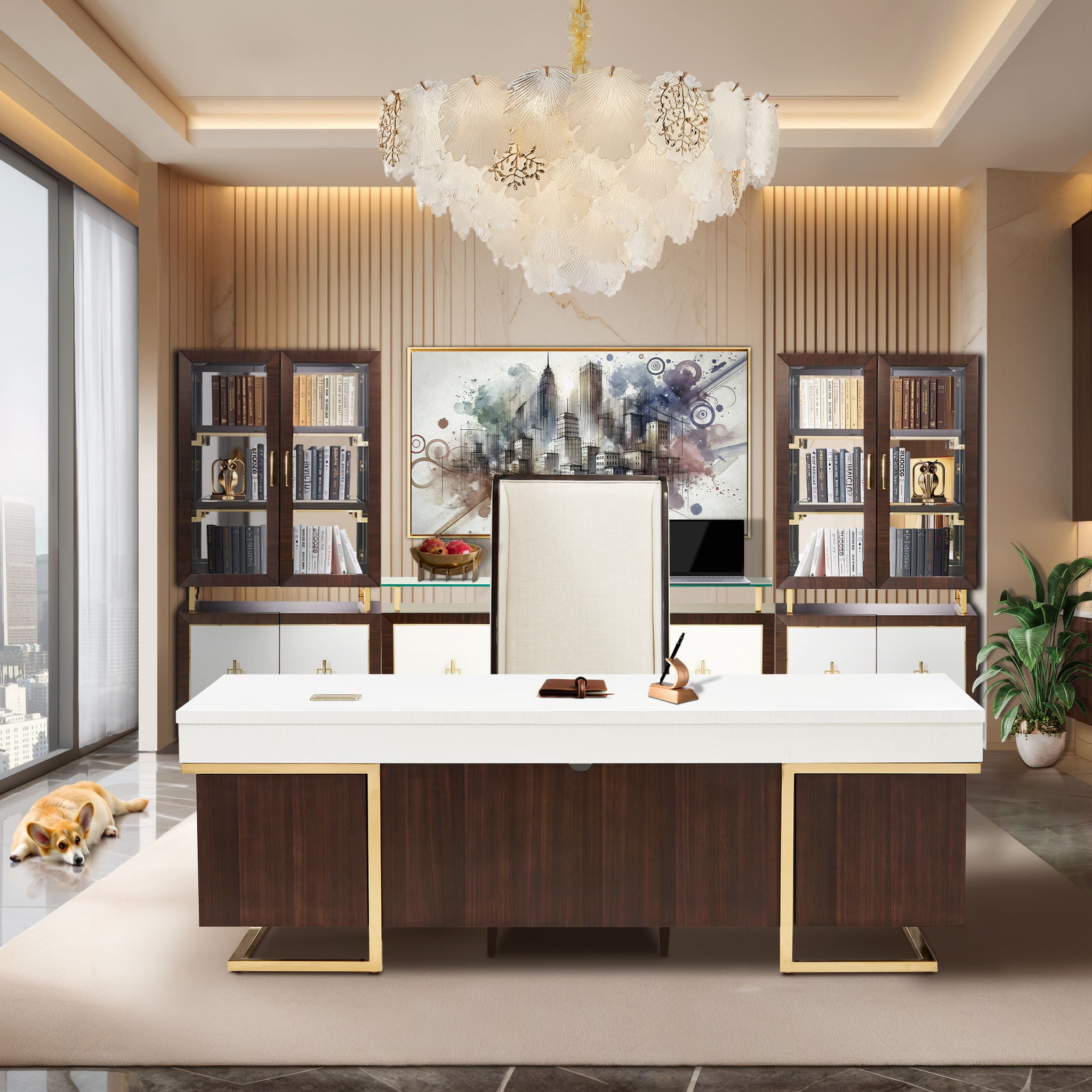 Michael Amini Lighting - Almara 18-Light Frosted Glass Chandelier - Frost / Gold