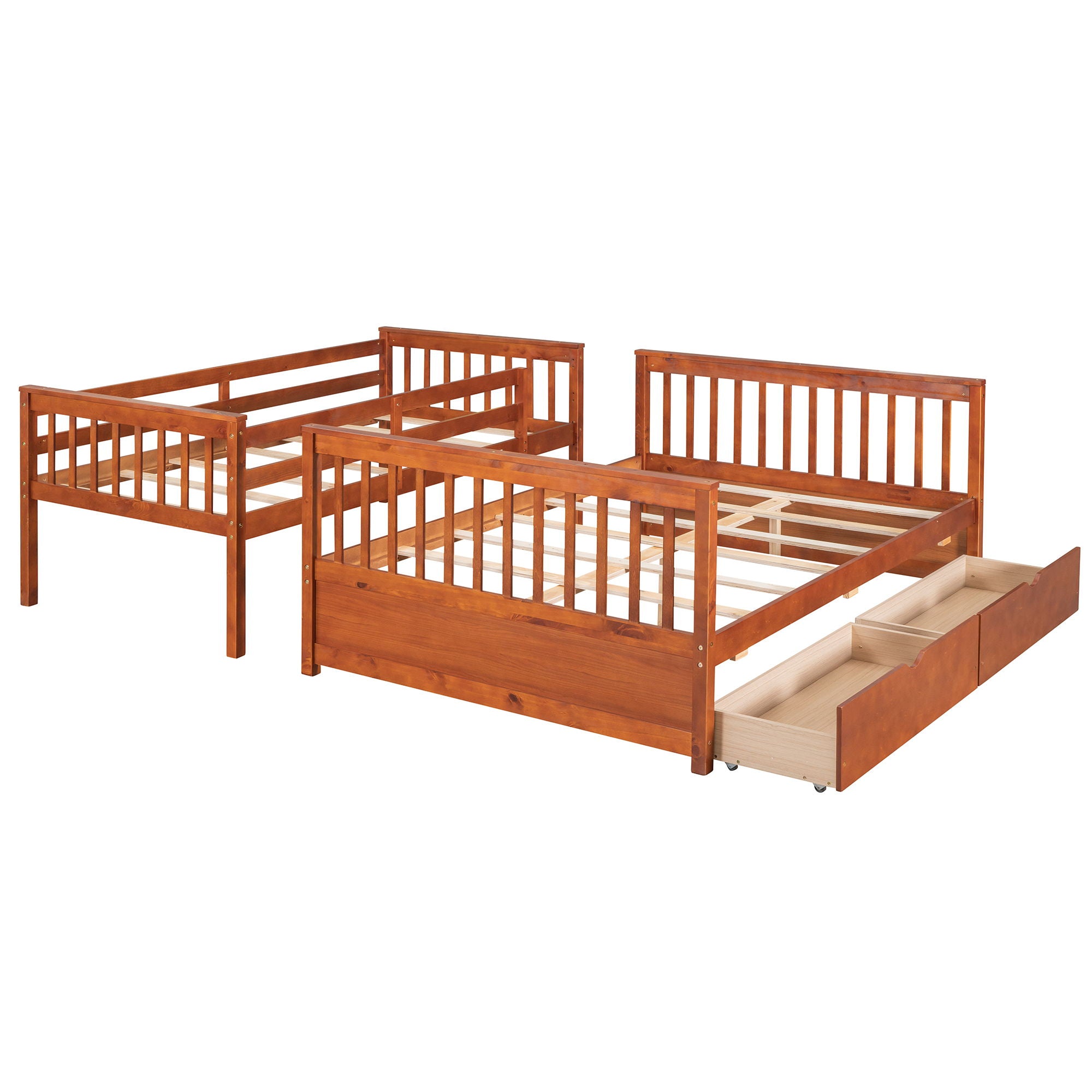 Bunk Bed With Ladders And 2 Storage Drawers