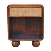 Open Woven Bedside Table, 1 Drawer - Chestnut