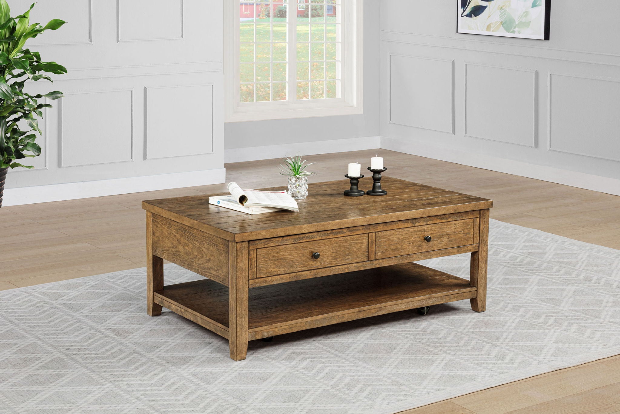 Payne 48-inch Mobile Lift Top Coffee Table Distressed Brown