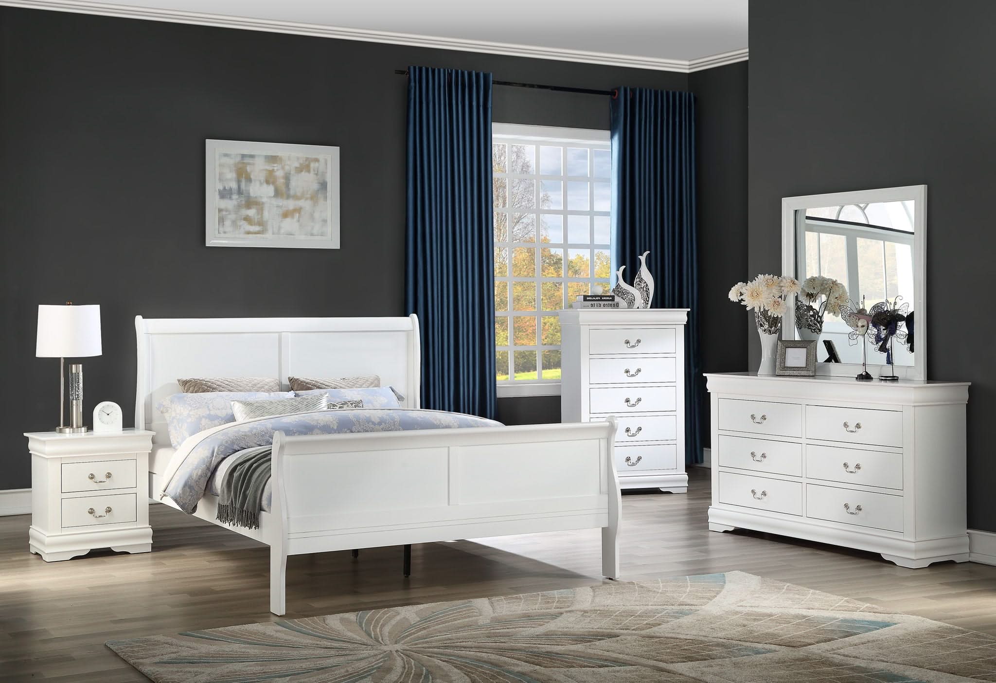 Louis Philip - King 5 Piece Bedroom Set - White