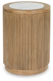 Camdill - Round End Table - Light Brown / White