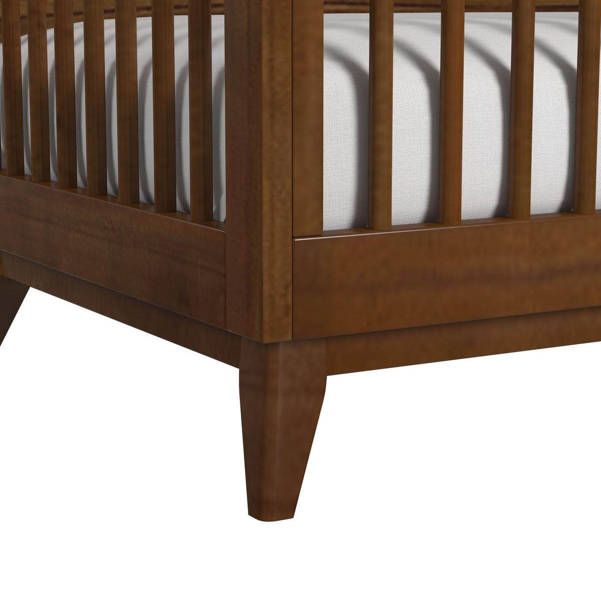Malia - Crib With High Headboard And Guardrail - Walnut