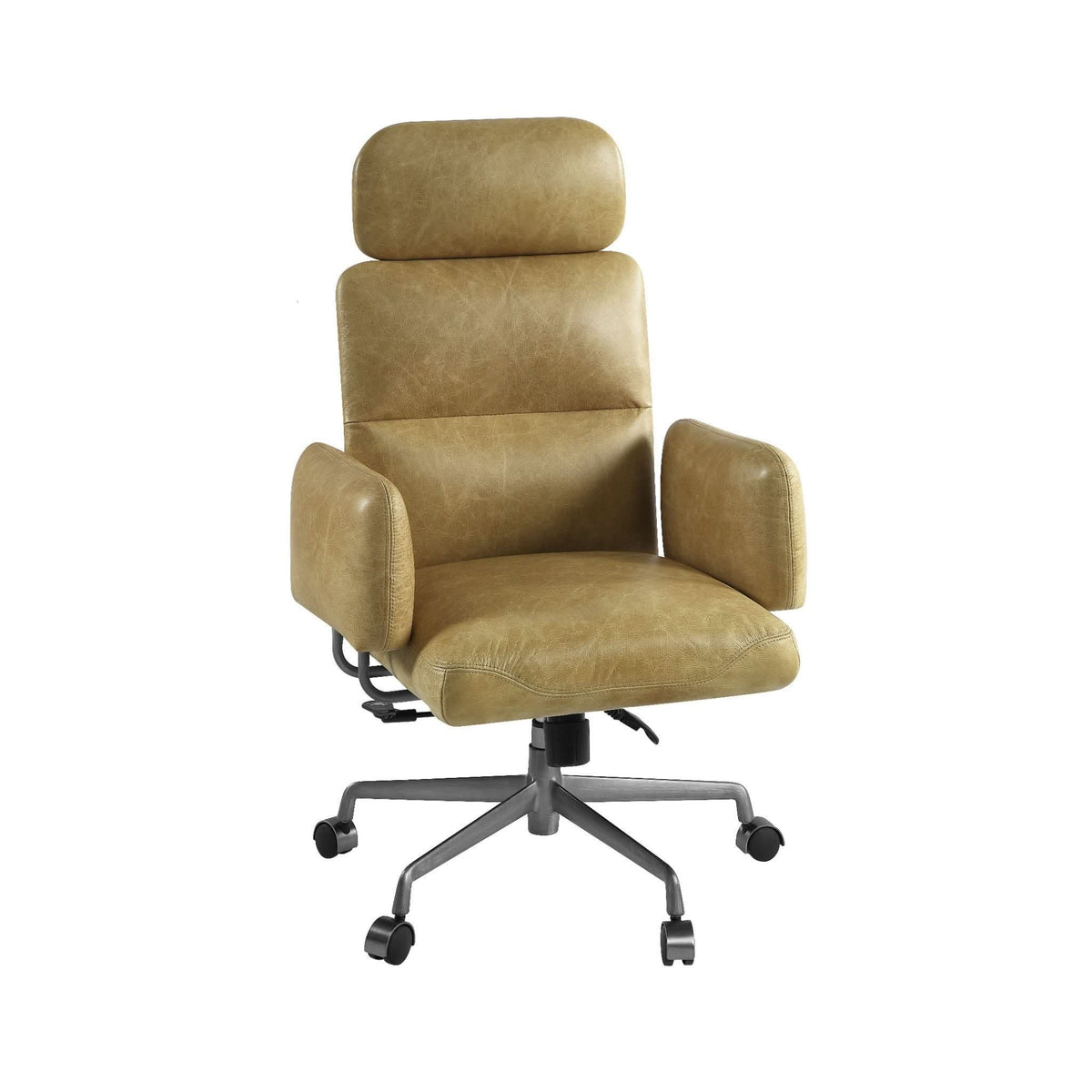 Davu Vintage Top Grain Leather & Iron Swivel Office Chair