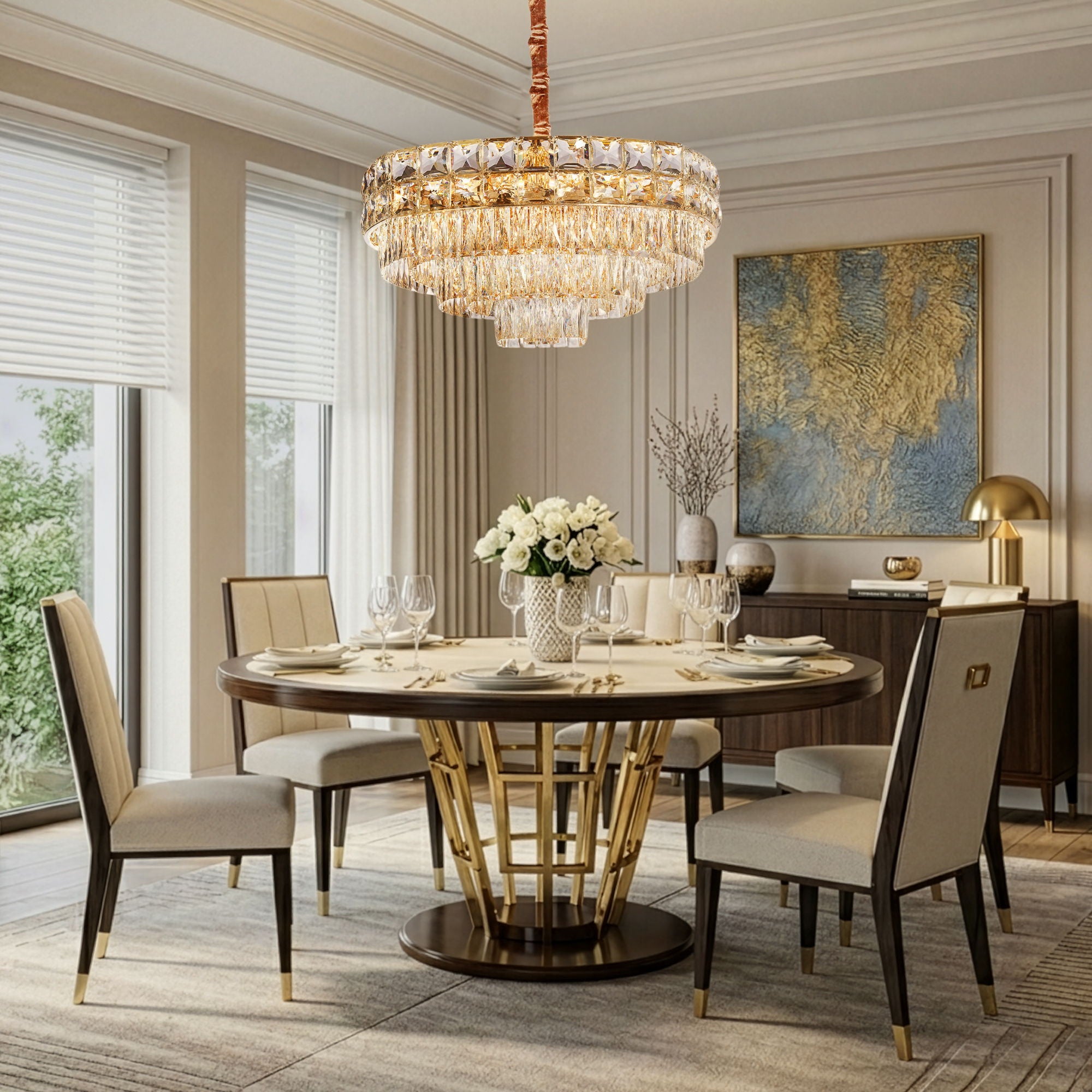 Michael Amini Lighting - Soleil 13-Light Crystal Chandelier - Gold