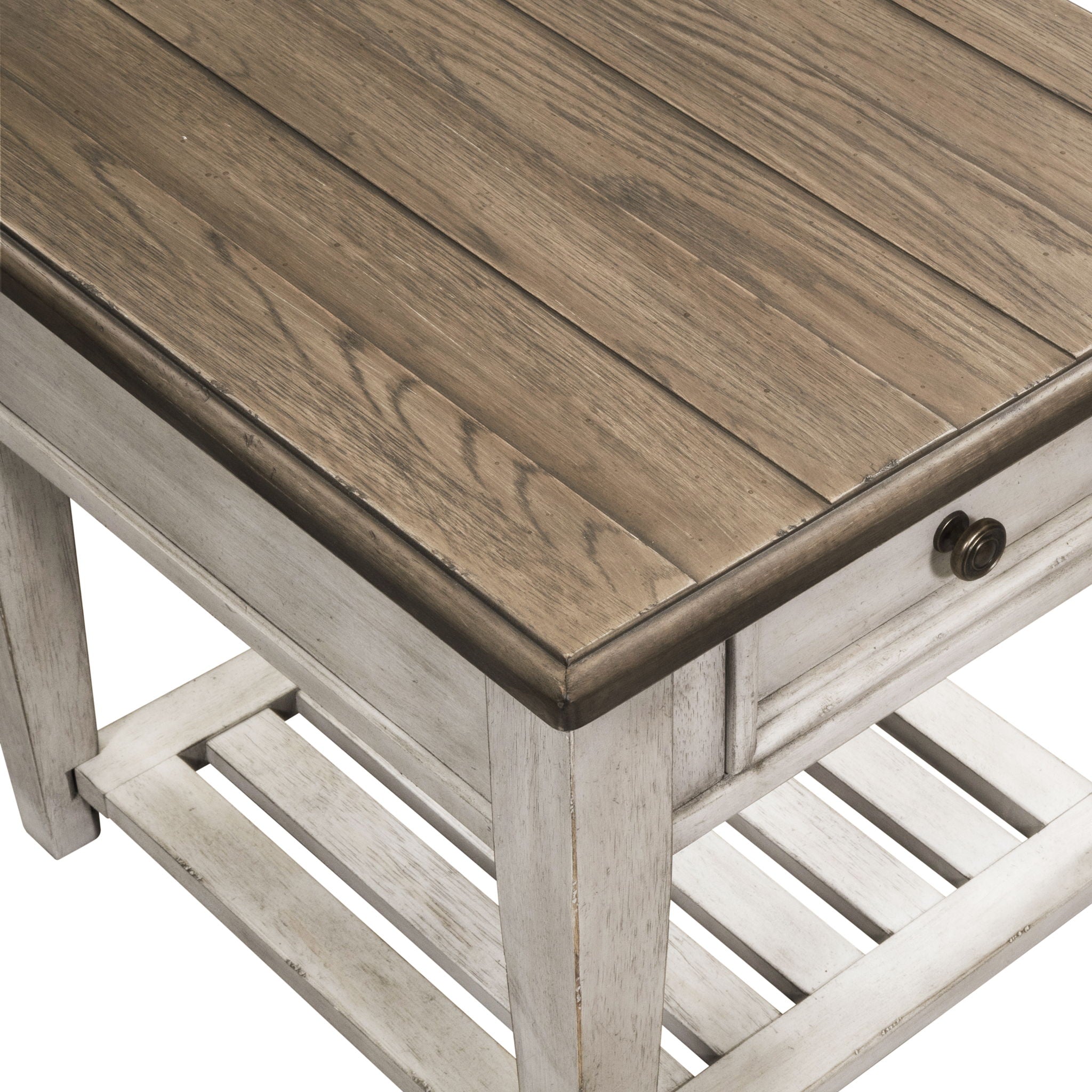 Heartland - Drawer End Table - Antique White / Tobacco Tops
