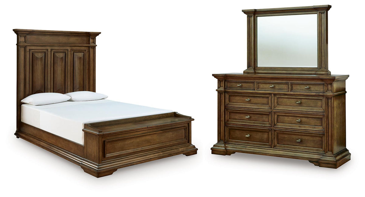 Frantanna - 3 Pc. - Queen Panel Storage Bed, Dresser And Mirror - Brown - Exclusive Furniture