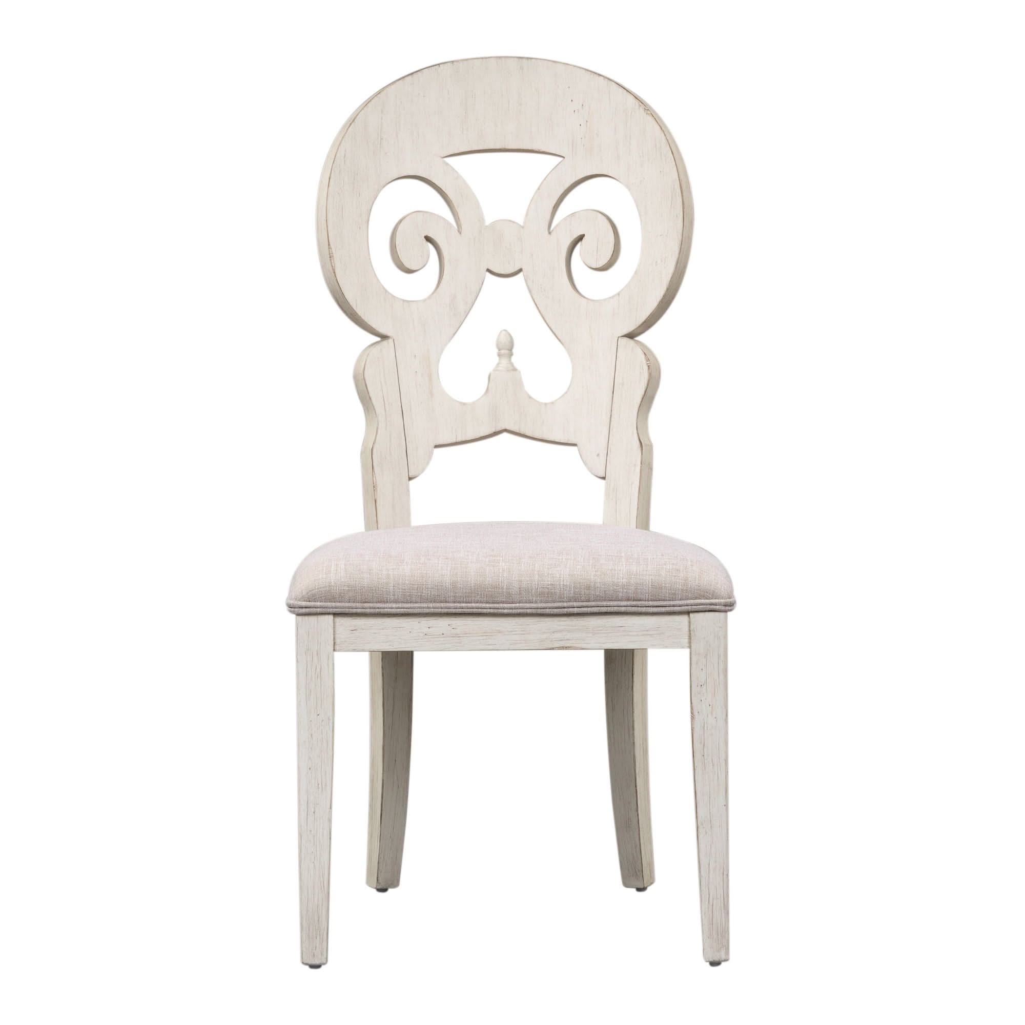 Farmhouse Reimagined - Splat Back Side Chair - Antique White / Chestnut Tops