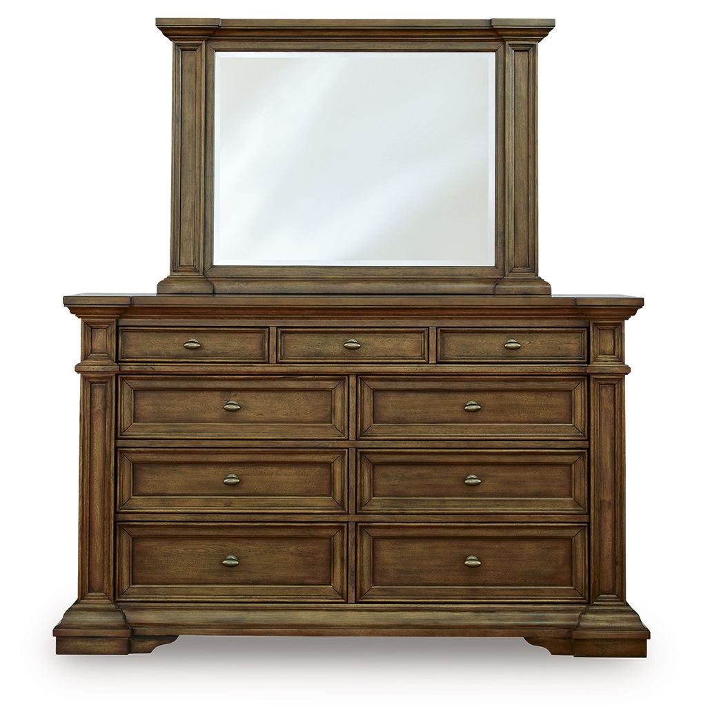 Frantanna - 3 Pc. - Queen Panel Storage Bed, Dresser And Mirror - Brown - Exclusive Furniture