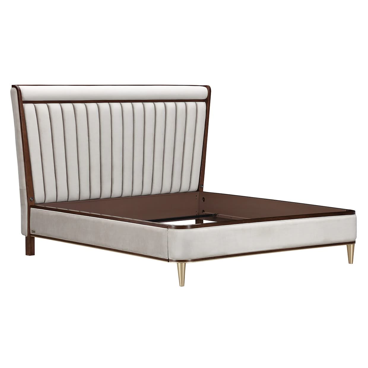 Houston - Eastern King Channel Tufted Panel Bed - Porcini / Walnut