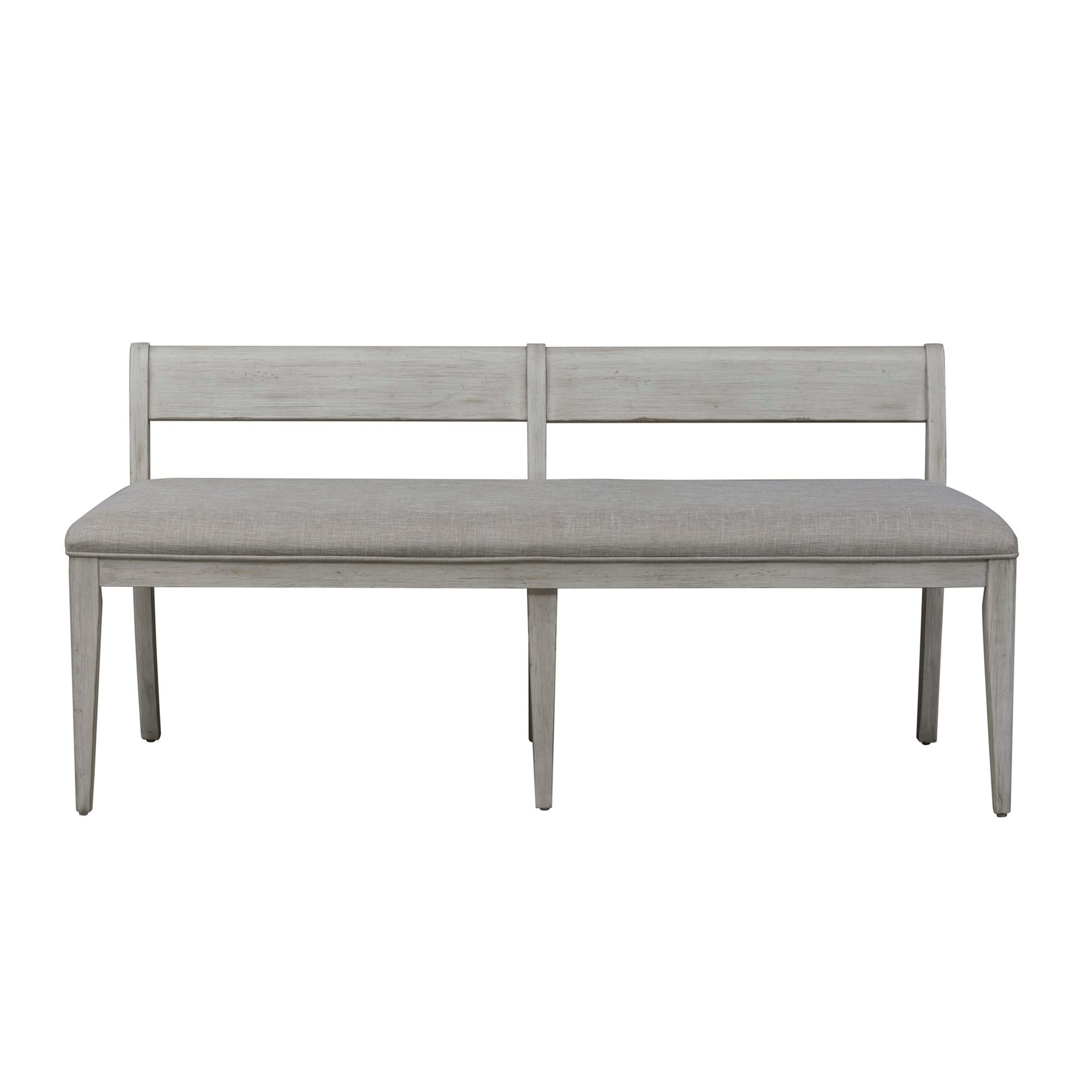 Farmhouse Reimagined - Upholstered Bench - Antique White / Chestnut Tops