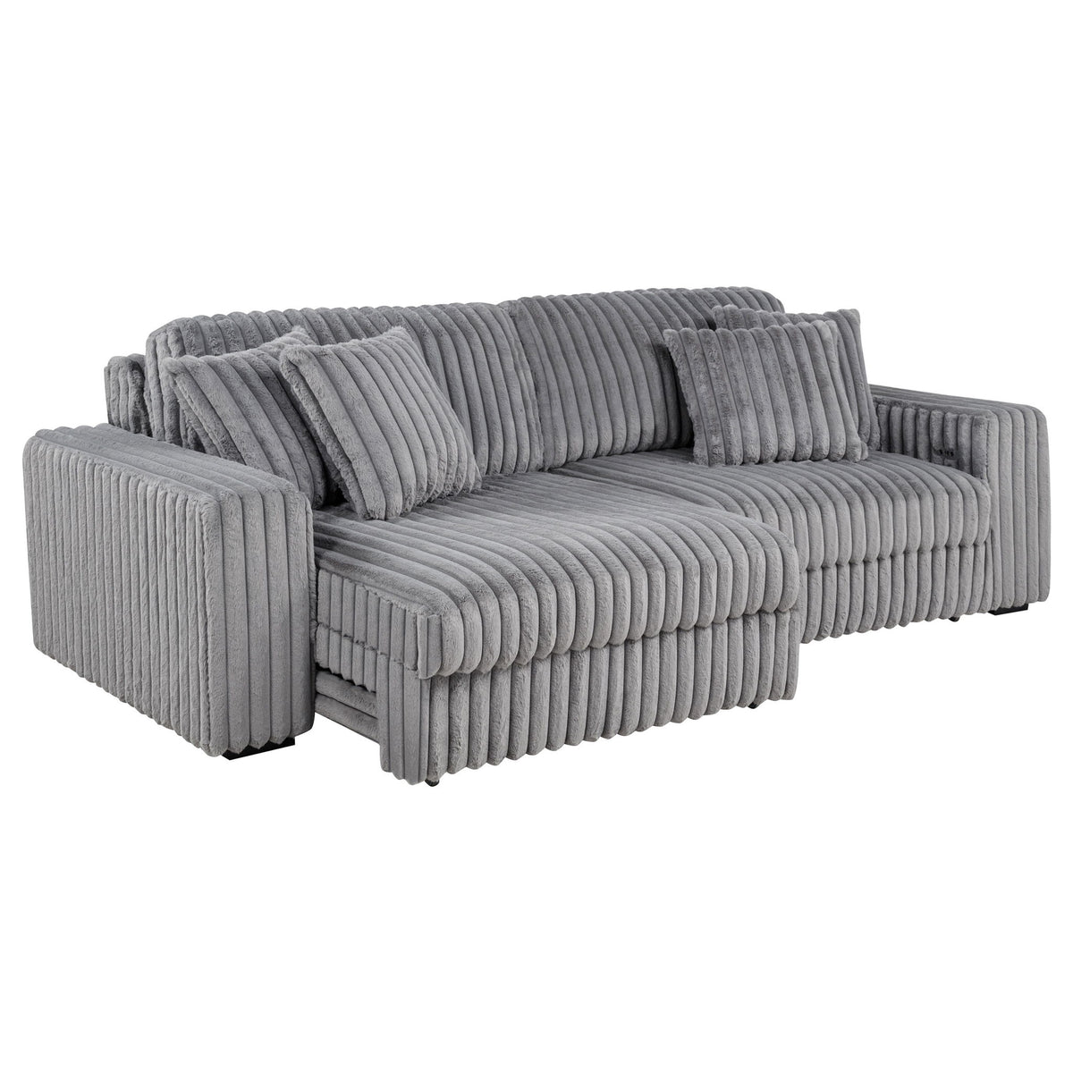 Jacana Corduroy Upholstered Dual Power Chaise Sofa Grey