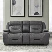 Chapman - Leather Loveseat With Cooling Console P2 & ZG - Aline Blue Gray