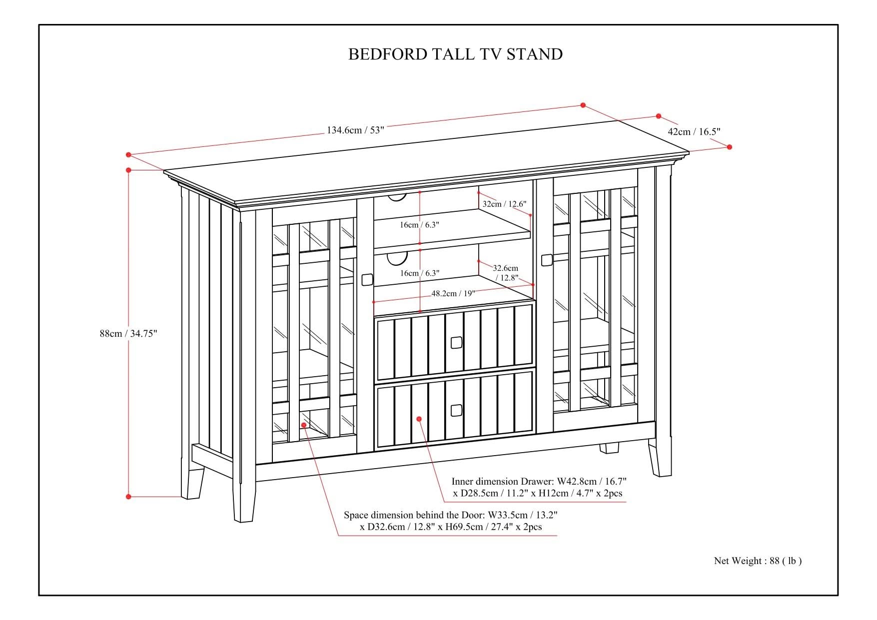 Bedford - Handcrafted Tall TV Media Stand