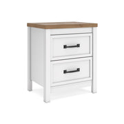 Kerisden - Two Drawer Night Stand - White / Brown