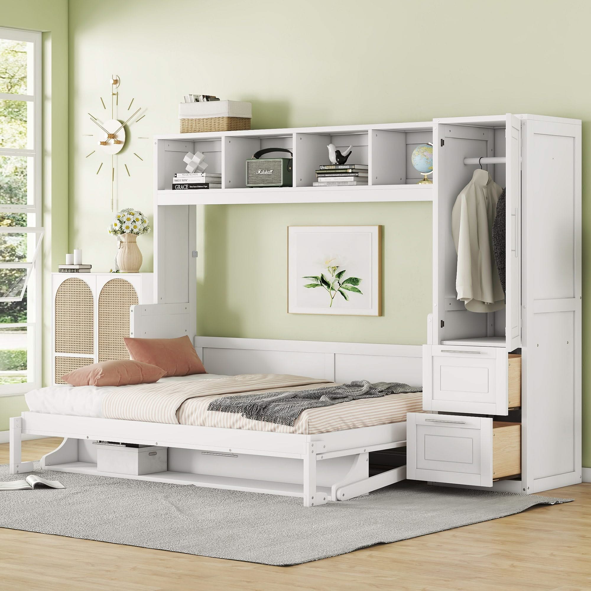 Space Saving Murphy Wall Bed With Closet And Drawers