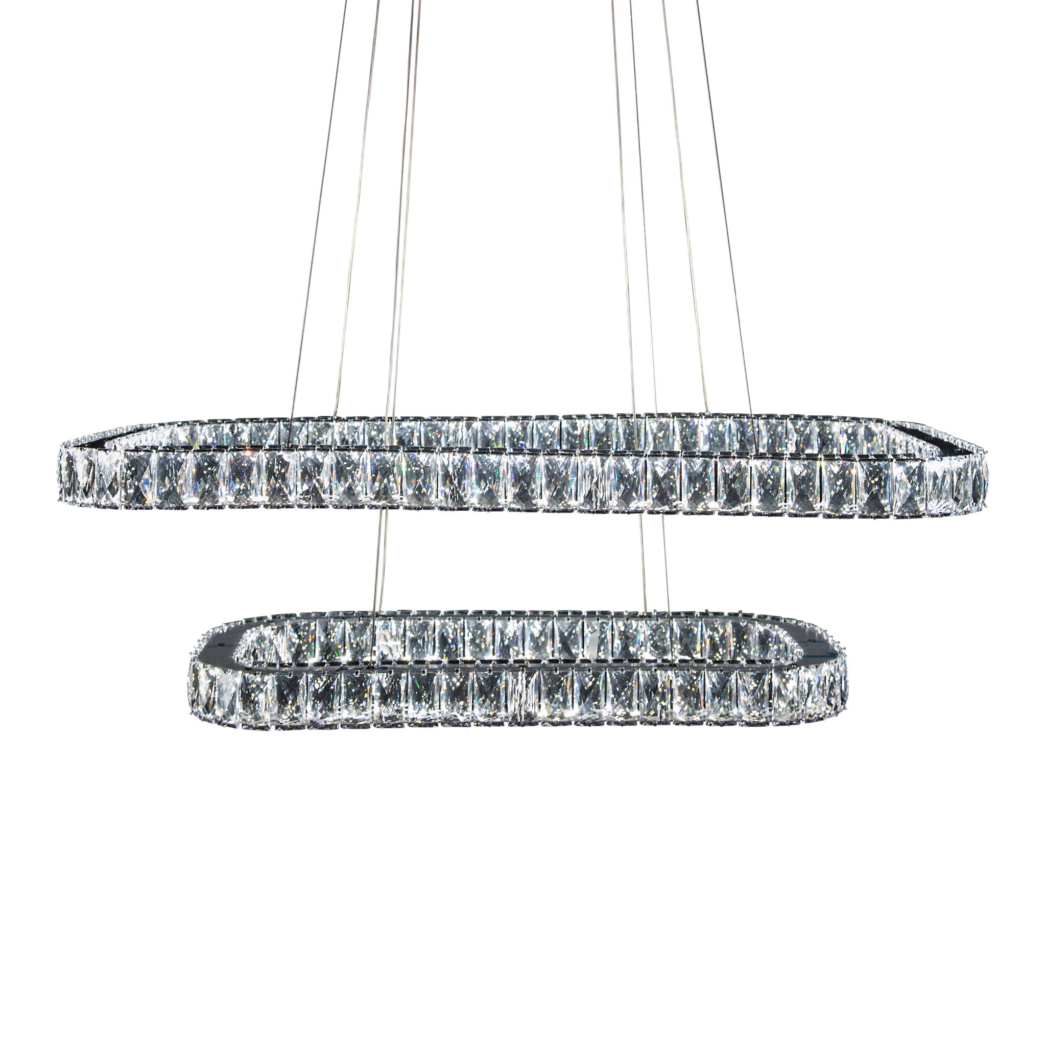 Michael Amini Lighting - Enterprise Modern Rectangular Crystal Chandelier - Chrome