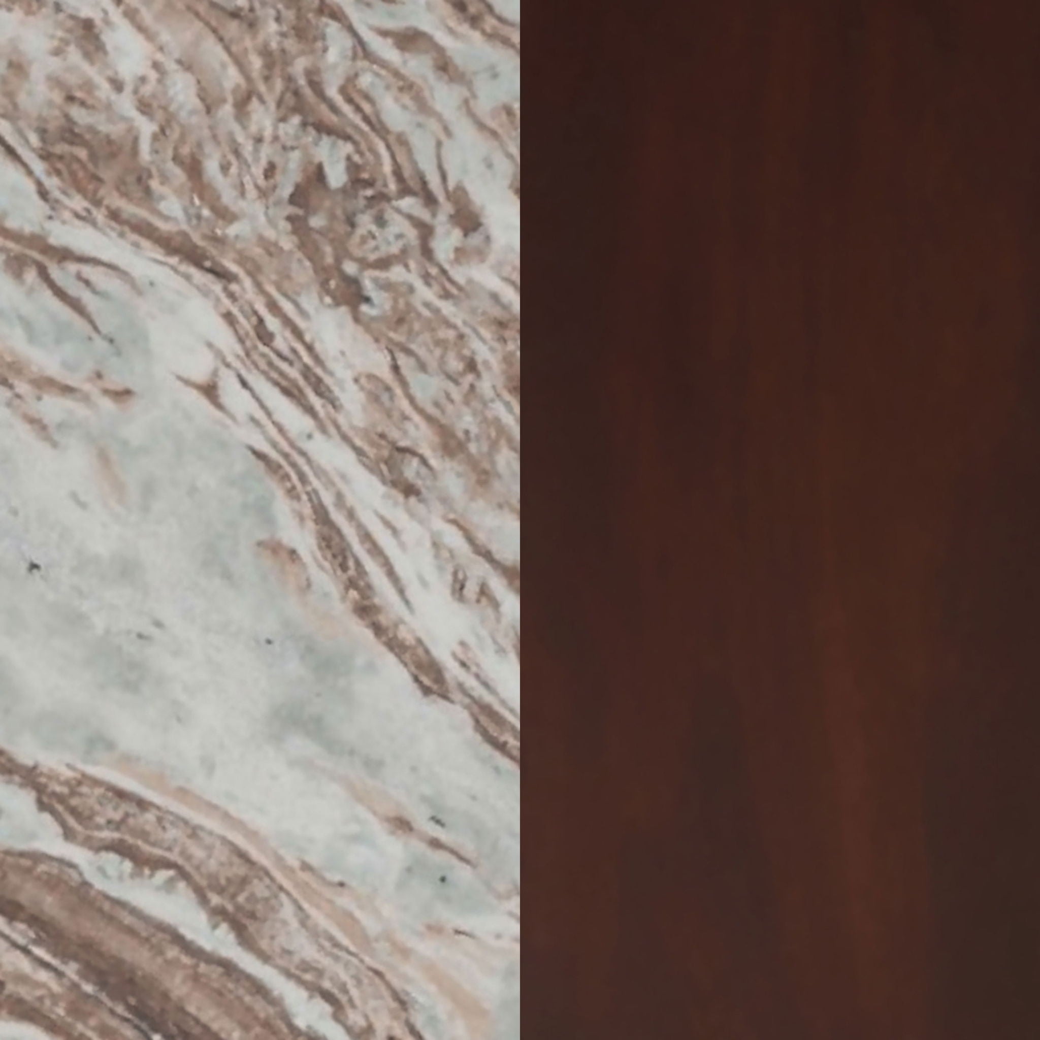 Jenna Round Marble Top Mango Wood Side End Table Brown