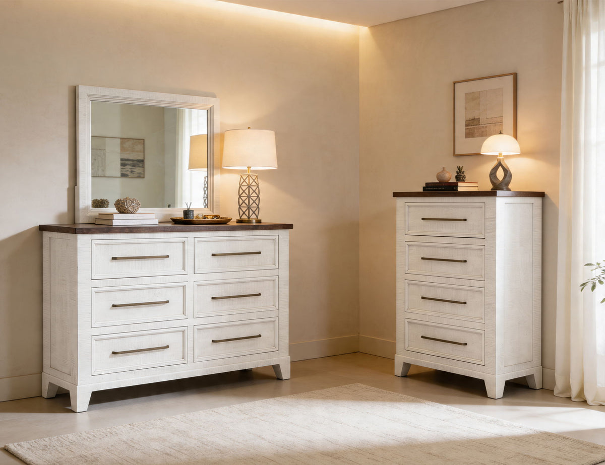 Stoa - Mirror - White / Brown