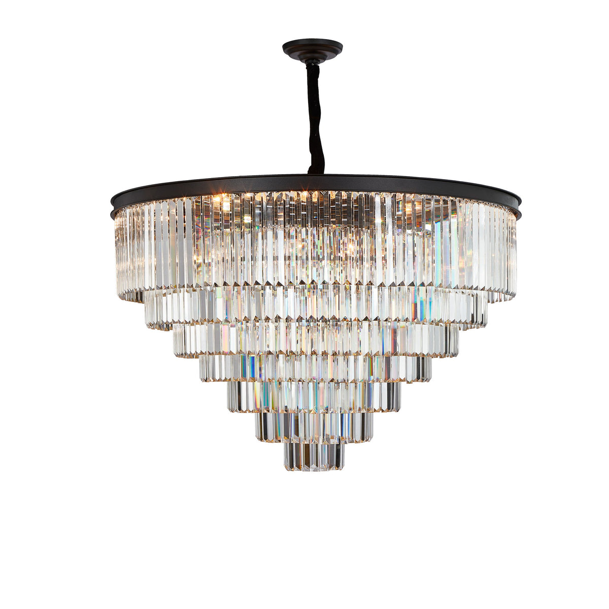 Michael Amini Lighting - Allure 28-Light Round Crystal Chandelier - Matte Black / Pearl Silver