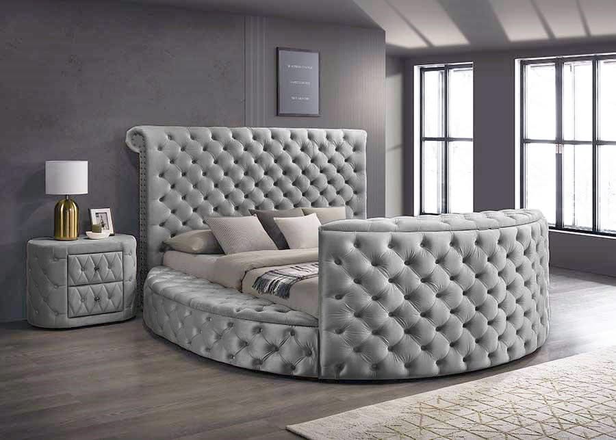 Voltare - King Fireplace / TV Lift Bed - Gray