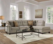 Andes Alabaster Gray 2-Piece Sectional with Chaise & Accent Pillows