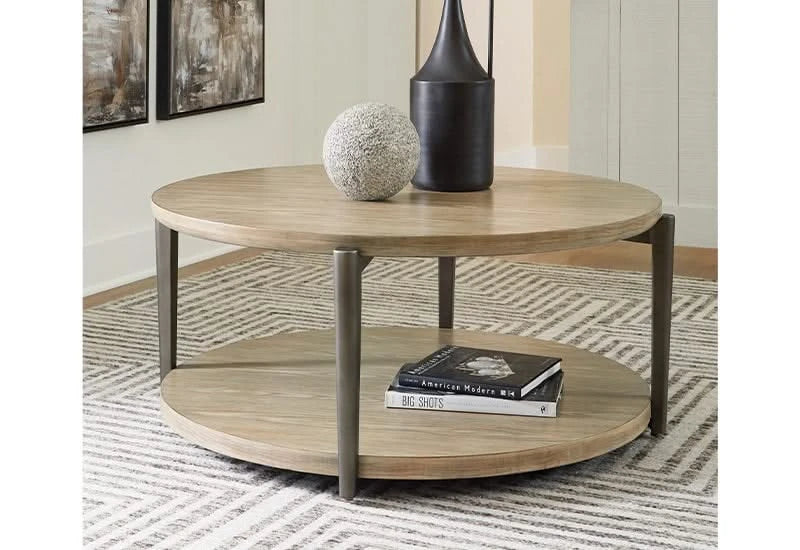 Aragon Light Brown Contemporary Round Coffee Table