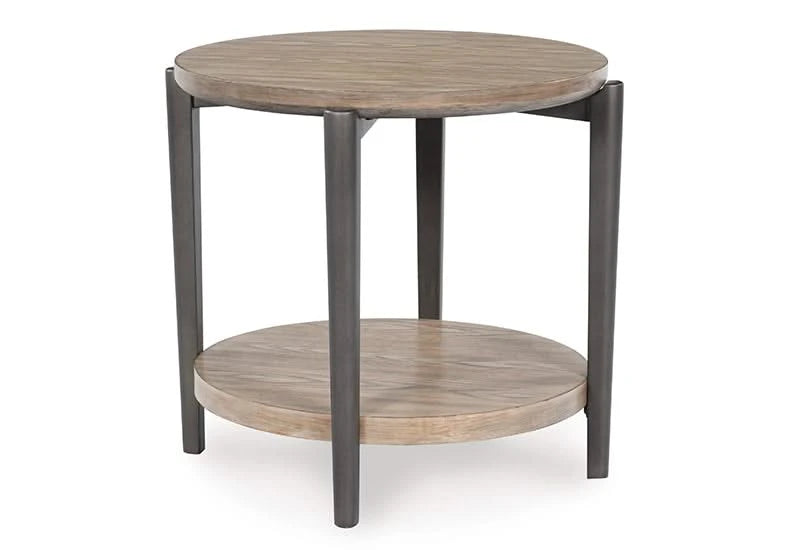 Aragon Light Brown Contemporary Round End Table