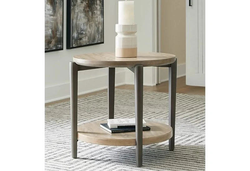 Aragon Light Brown Contemporary Round End Table