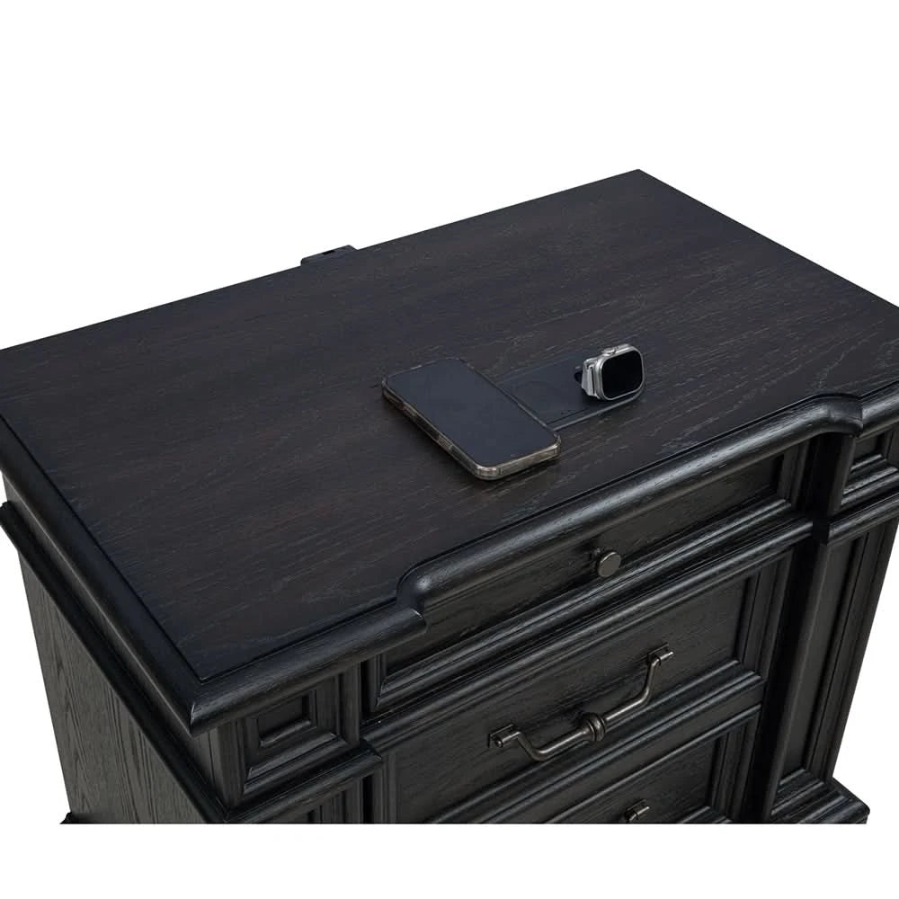 Palisade Brown Contemporary Nightstand with USB and LED Lighting