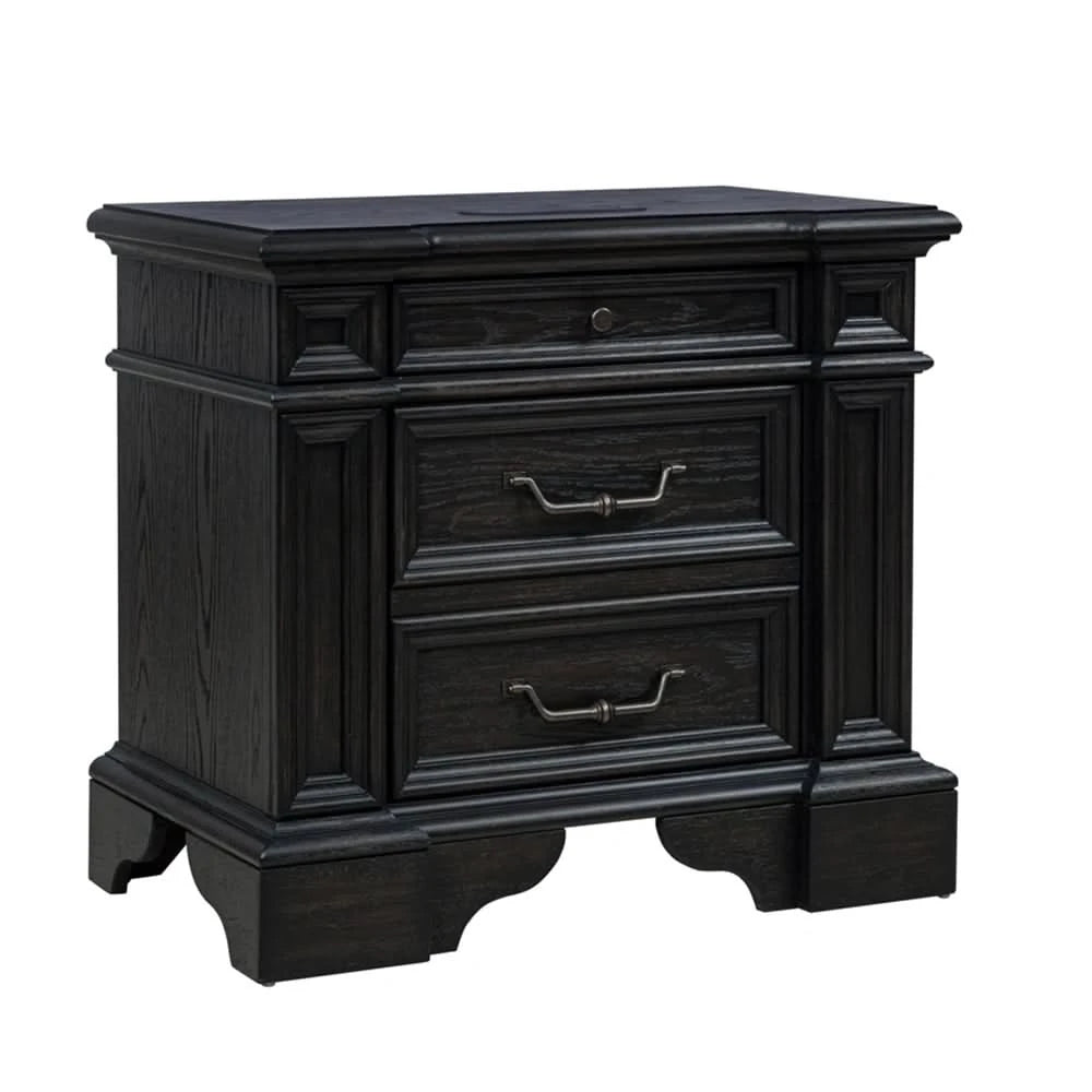 Palisade Brown Contemporary Nightstand with USB and LED Lighting
