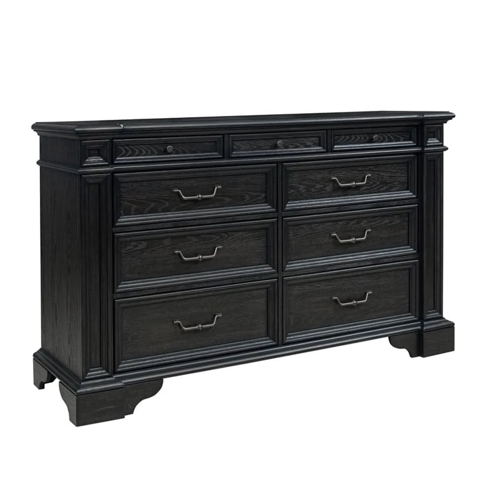 Palisade Brown Contemporary 5PC Bedroom Set with Bed (Headboard, Footboard, Rails), Dresser and Mirror