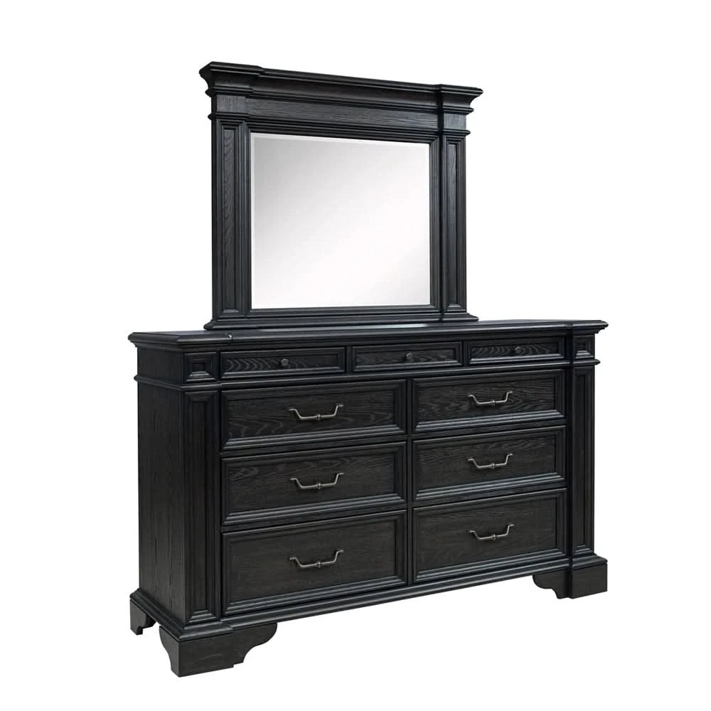 Palisade Brown Contemporary 5PC Bedroom Set with Bed (Headboard, Footboard, Rails), Dresser and Mirror