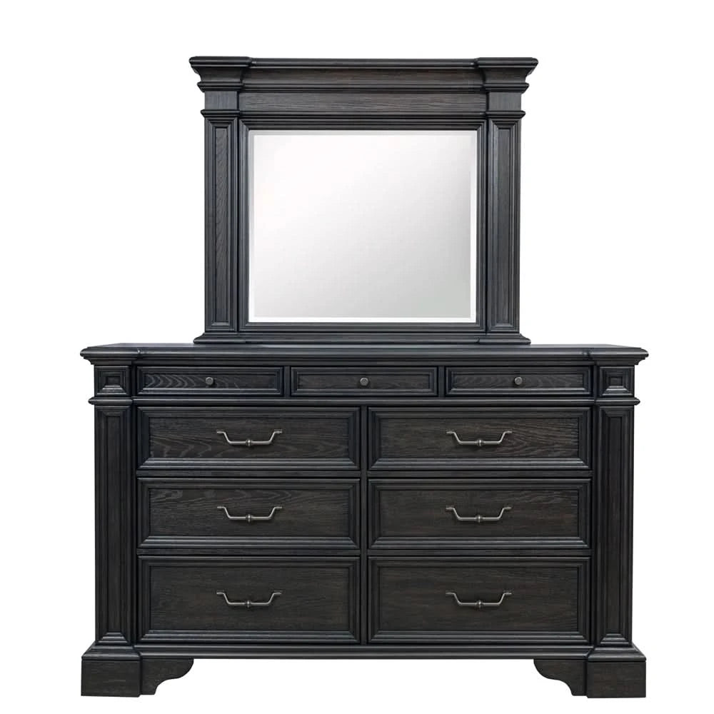 Palisade Brown Contemporary 5PC Bedroom Set with Bed (Headboard, Footboard, Rails), Dresser and Mirror
