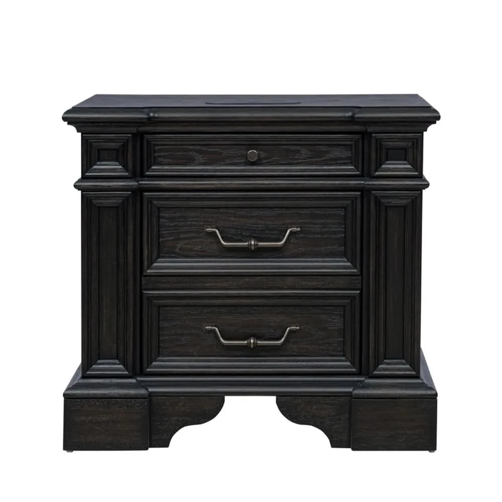 Palisade Brown Contemporary Nightstand with USB and LED Lighting