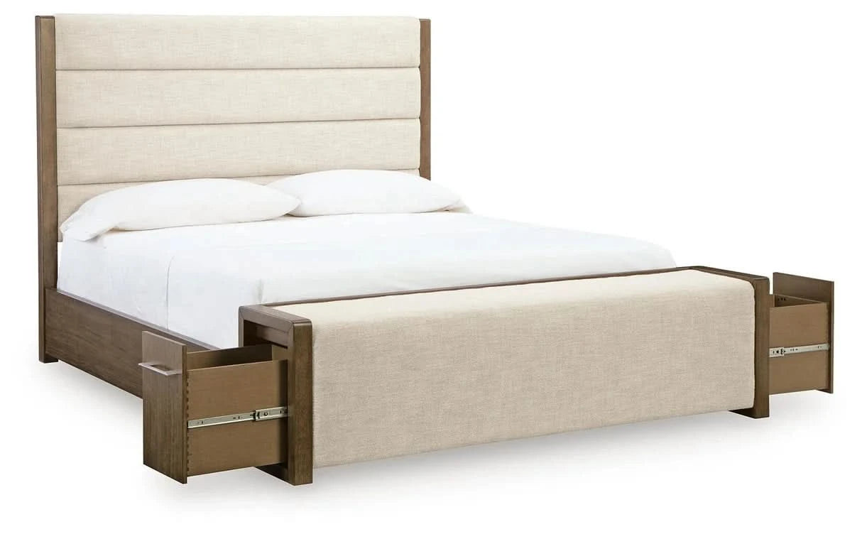 Archives Brown Contemporary 5-Piece Storage Bedroom Set with Upholstered Bed