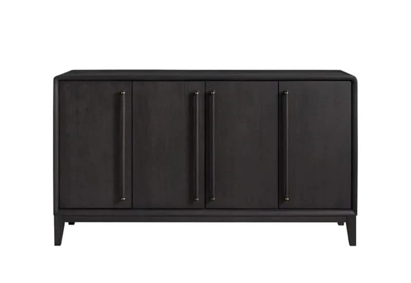 Banyan Natural Wood Server with Black Paneled Accents and Storage Drawers