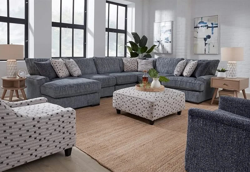 Bella Stonewash Contemporary 3PC Sectional with Plush Cushions