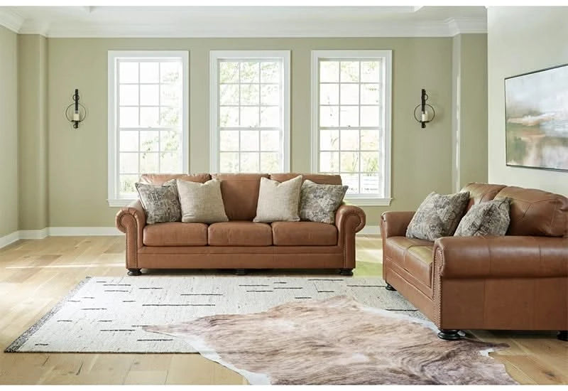 Beau Silt Top Grain Leather Traditional Living Room Set Includes Sofa and Loveseat